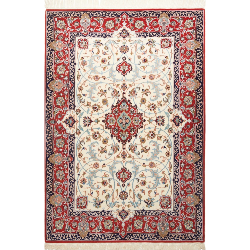 Tappeto Isfahan Persia bianco grigio 113x163