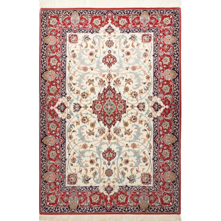 Tappeto Isfahan Persia bianco grigio 113x163
