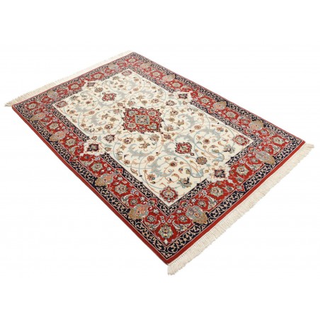 Tappeto Isfahan Persia bianco grigio 113x163