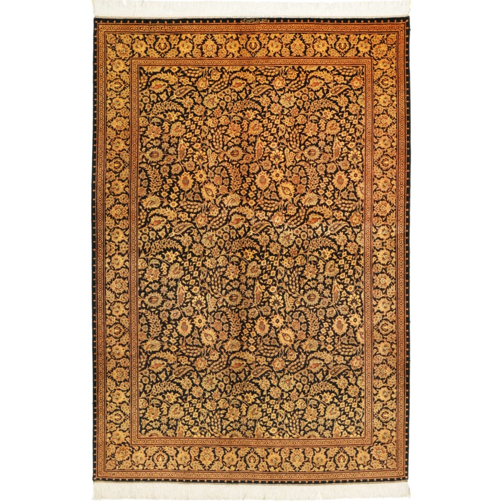 Tappeto Ghom seta Persia arancione 135x203