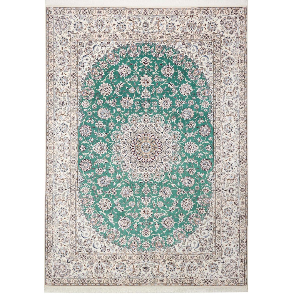 Tappeto Nain 9La Persia bianco azzurro 252x350 Tappeto Nain 9La Persia bianco azzurro 252x350