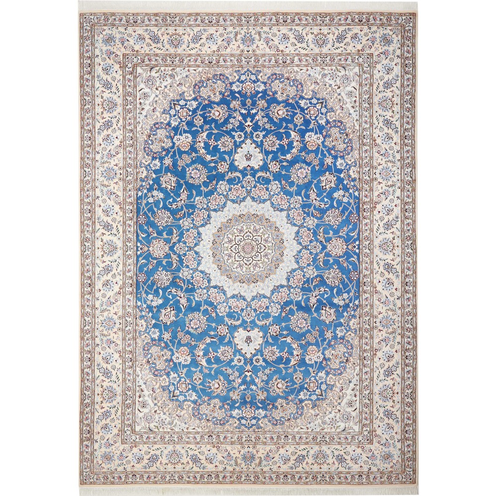 Tappeto Nain 9La Persia bianco blu 253x359 Tappeto Nain 9La Persia bianco blu 253x359