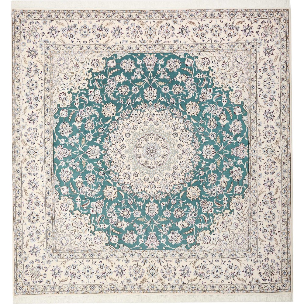 Tappeto Nain 9La Persia bianco azzurro 251x253 Tappeto Nain 9La Persia bianco azzurro 251x253