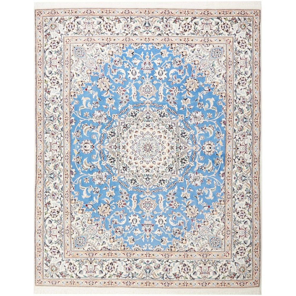 Tappeto Nain 9La Persia bianco blu 203x257 Tappeto Nain 9La Persia bianco blu 203x257