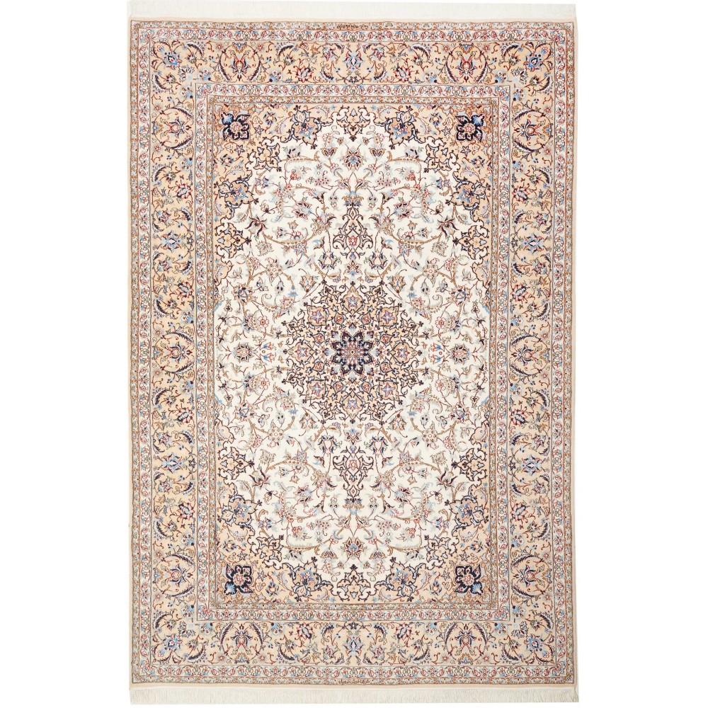 Tappeto Nain 9La Persia bianco grigio 201x298 Tappeto Nain 9La Persia bianco grigio 201x298