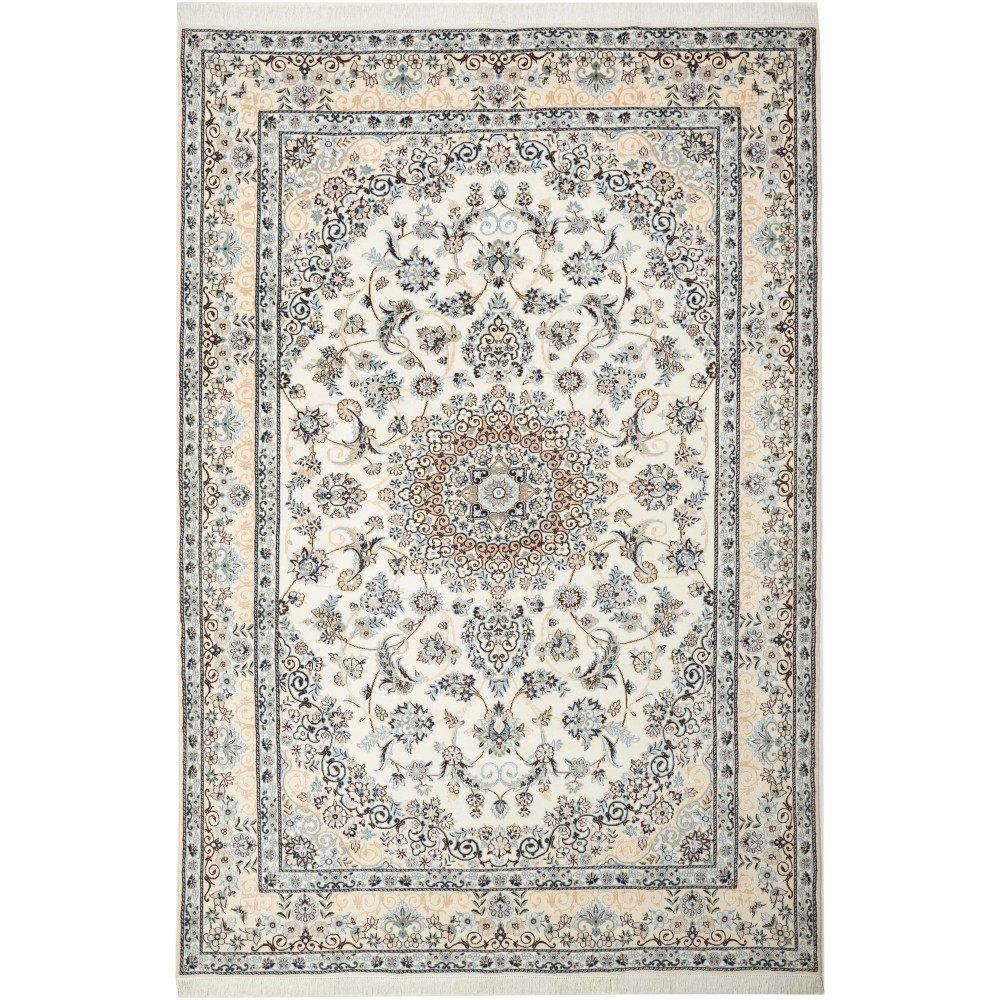 Tappeto Nain 9La Persia bianco grigio 202x306 Tappeto Nain 9La Persia bianco grigio 202x306