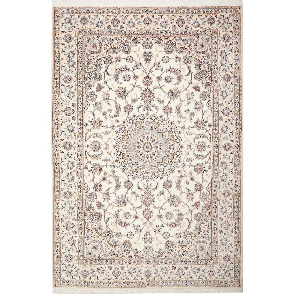 Tappeto Nain 9La Persia bianco grigio 202x301 Tappeto Nain 9La Persia bianco grigio 202x301
