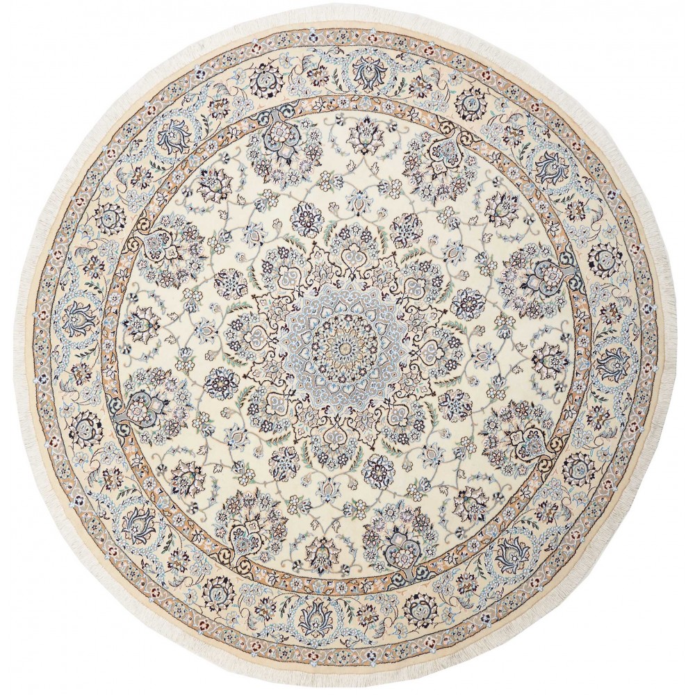 Tappeto Nain 9La Persia bianco grigio 205x205 Tappeto Nain 9La Persia bianco grigio 205x205