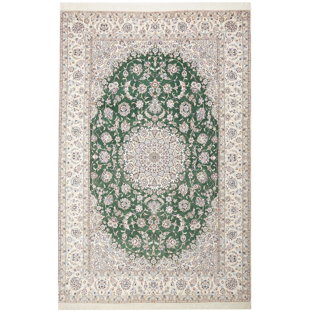 Tappeto Nain 9La Persia bianco grigio 202x308 Tappeto Nain 9La Persia bianco grigio 202x308