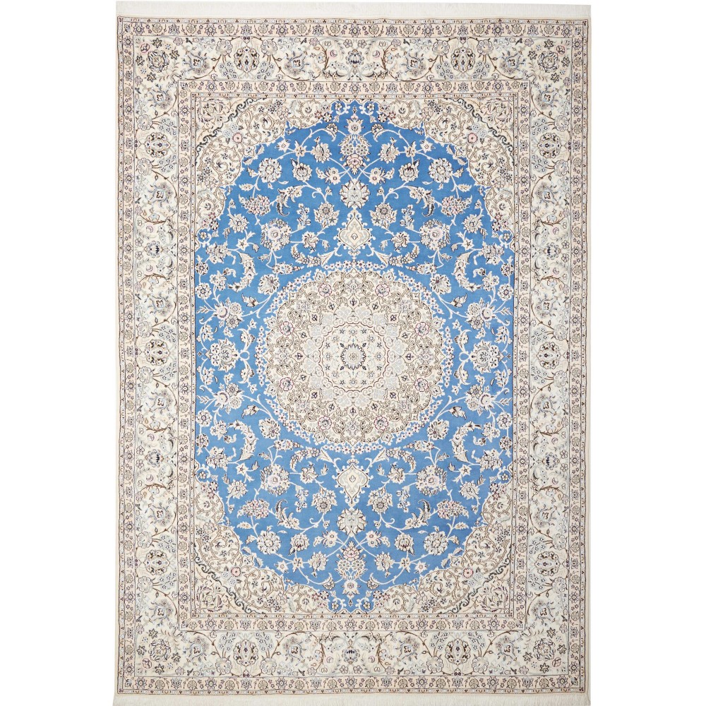 Tappeto Nain 9La Persia bianco blu 250x358 Tappeto Nain 9La Persia bianco blu 250x358