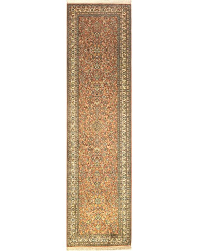 Tappeto Kashmir India arancione bianco 79x296