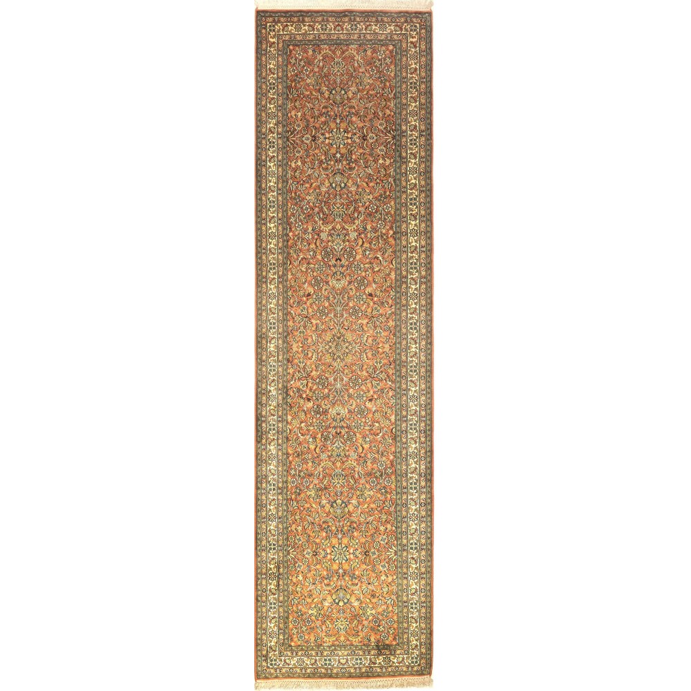 Tappeto Kashmir India arancione bianco 79x296