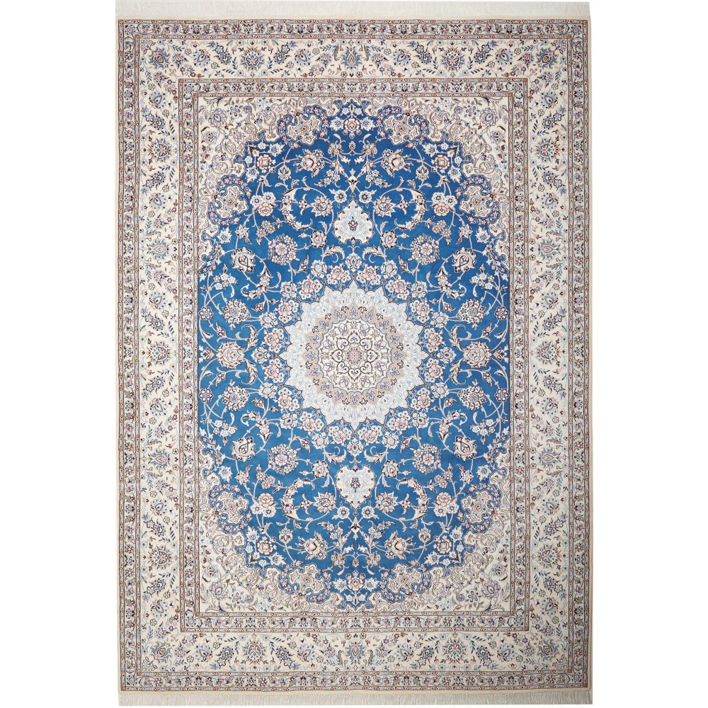 Tappeto Nain 9La Persia bianco blu 245x355 Tappeto Nain 9La Persia bianco blu 245x355