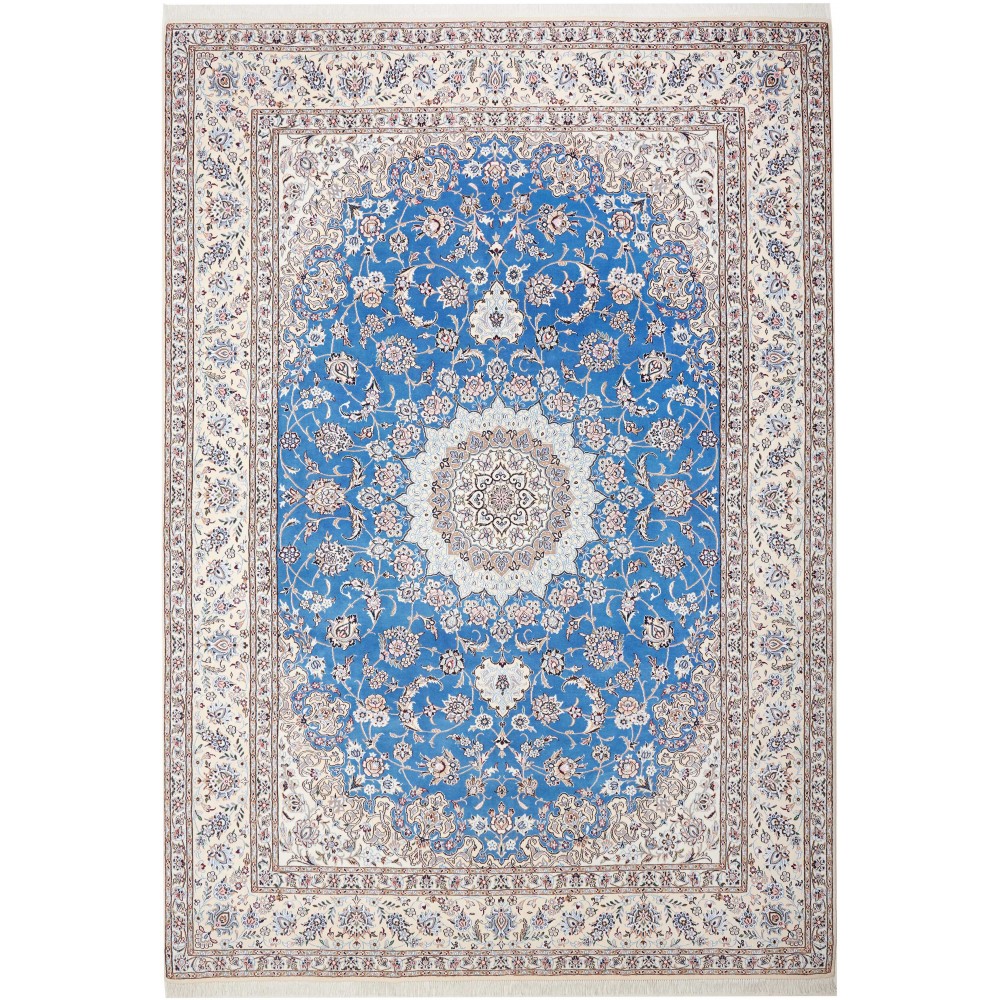 Tappeto Nain 9La Persia bianco blu 250x359 Tappeto Nain 9La Persia bianco blu 250x359