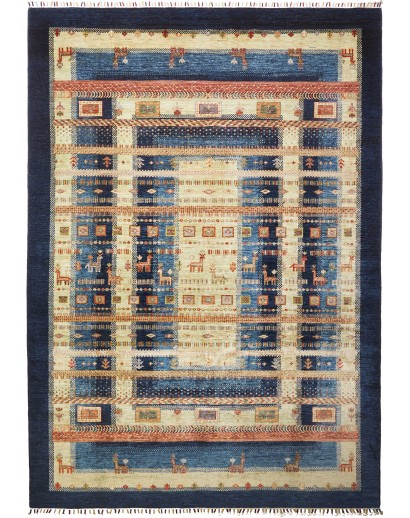 Tappeto Siva Pakistan marrone azzurro 209x295