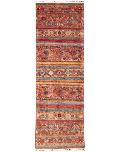 Tappeto Samarkand Pakistan rosso grigio 78x249