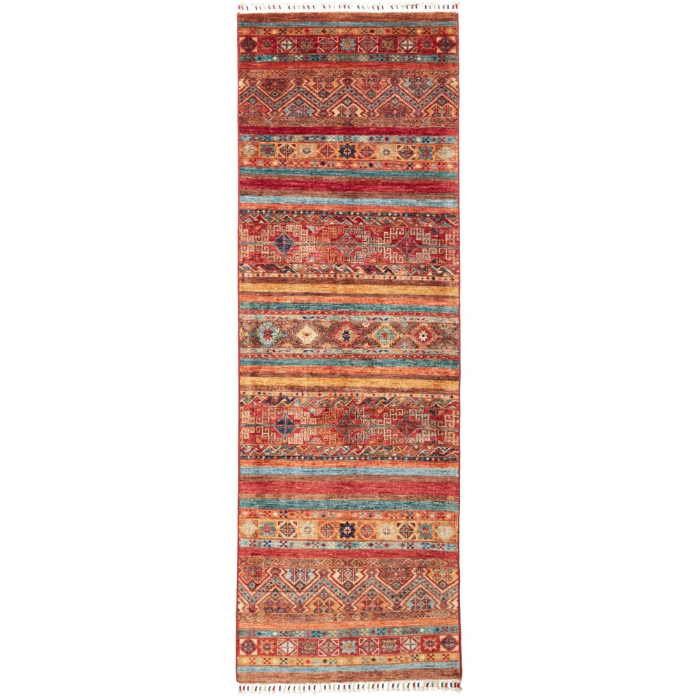Tappeto Samarkand Pakistan rosso grigio 78x249 Tappeto Samarkand Pakistan rosso grigio 78x249