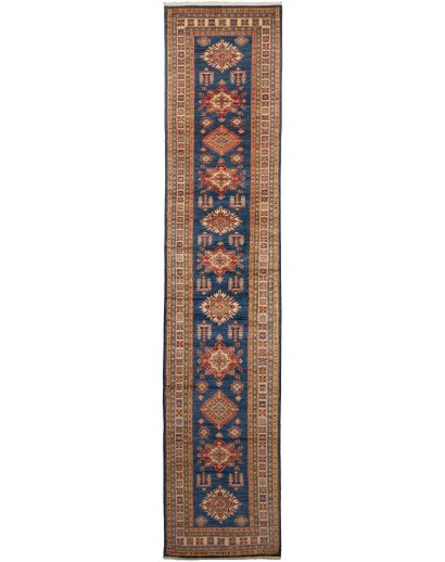 Tappeto Kazak Fine Pakistan azzurro arancione 83x386
