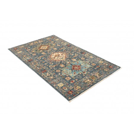 Tappeto Tribal Pakistan bianco azzurro 102x157