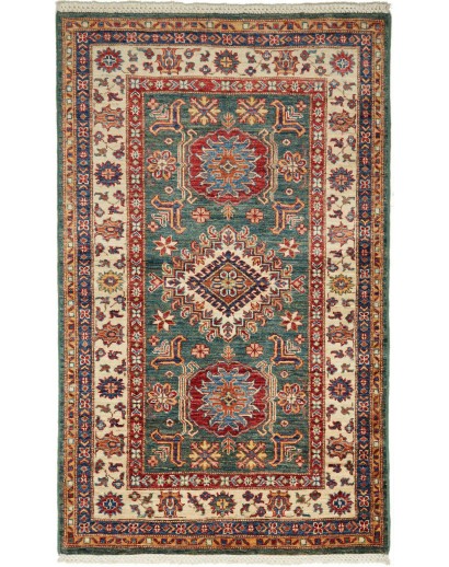 Tappeto Kazak Fine Pakistan bianco grigio 95x157