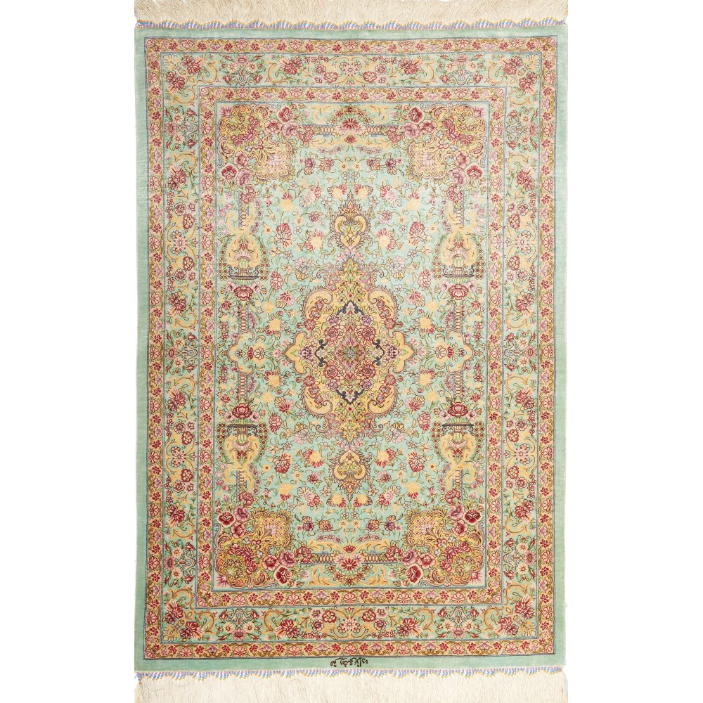 Tappeto Ghom seta Persia marrone 80x119