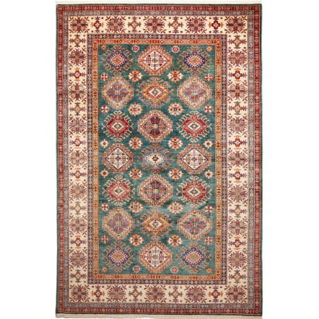 Tappeto Kazak Fine Pakistan bianco grigio 200x301