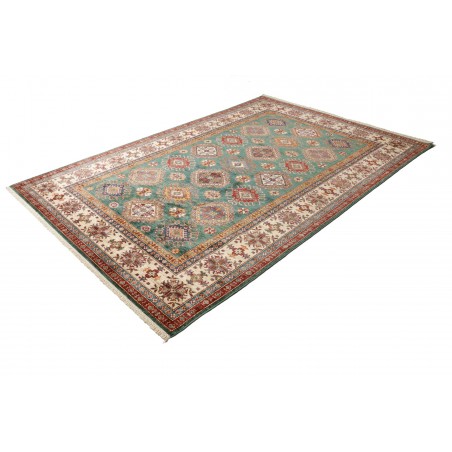 Tappeto Kazak Fine Pakistan bianco grigio 200x301