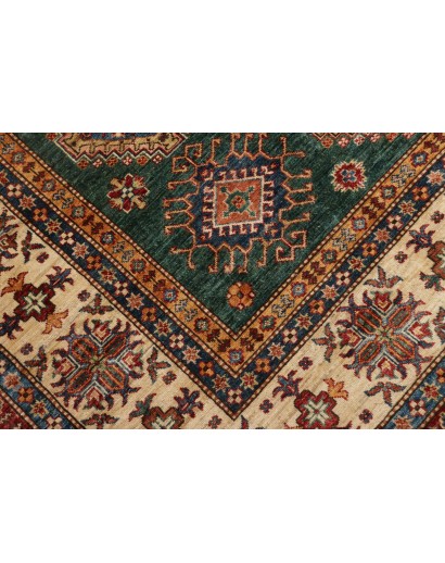 Tappeto Kazak Fine Pakistan bianco grigio 200x301