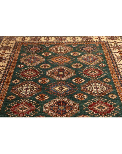 Tappeto Kazak Fine Pakistan bianco grigio 200x301