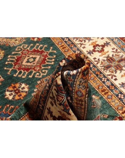 Tappeto Kazak Fine Pakistan bianco grigio 200x301