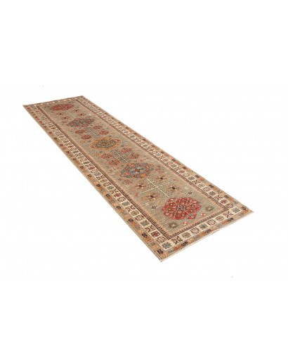 Tappeto Kazak Fine Pakistan marrone grigio 83x298