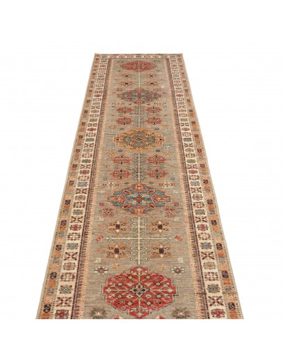 Tappeto Kazak Fine Pakistan marrone grigio 83x298