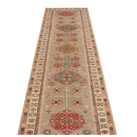 Tappeto Kazak Fine Pakistan marrone grigio 83x298
