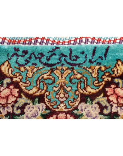 Tappeto Ghom seta Persia azzurro verde 80x120