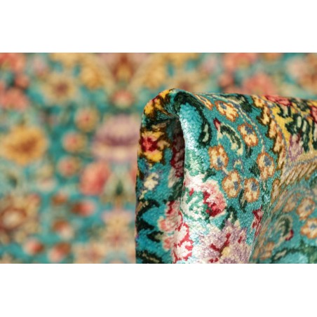 Tappeto Ghom seta Persia azzurro verde 80x120