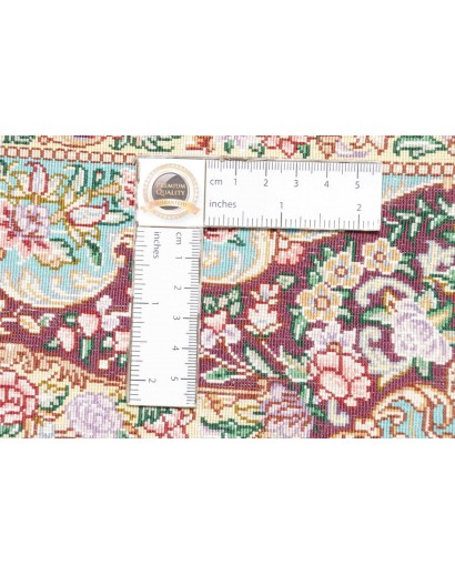 Tappeto Ghom seta Persia azzurro verde 80x120