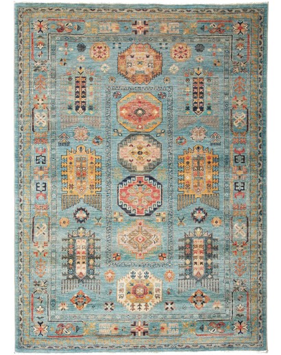 Tappeto Tribal Pakistan verde marrone 147x201