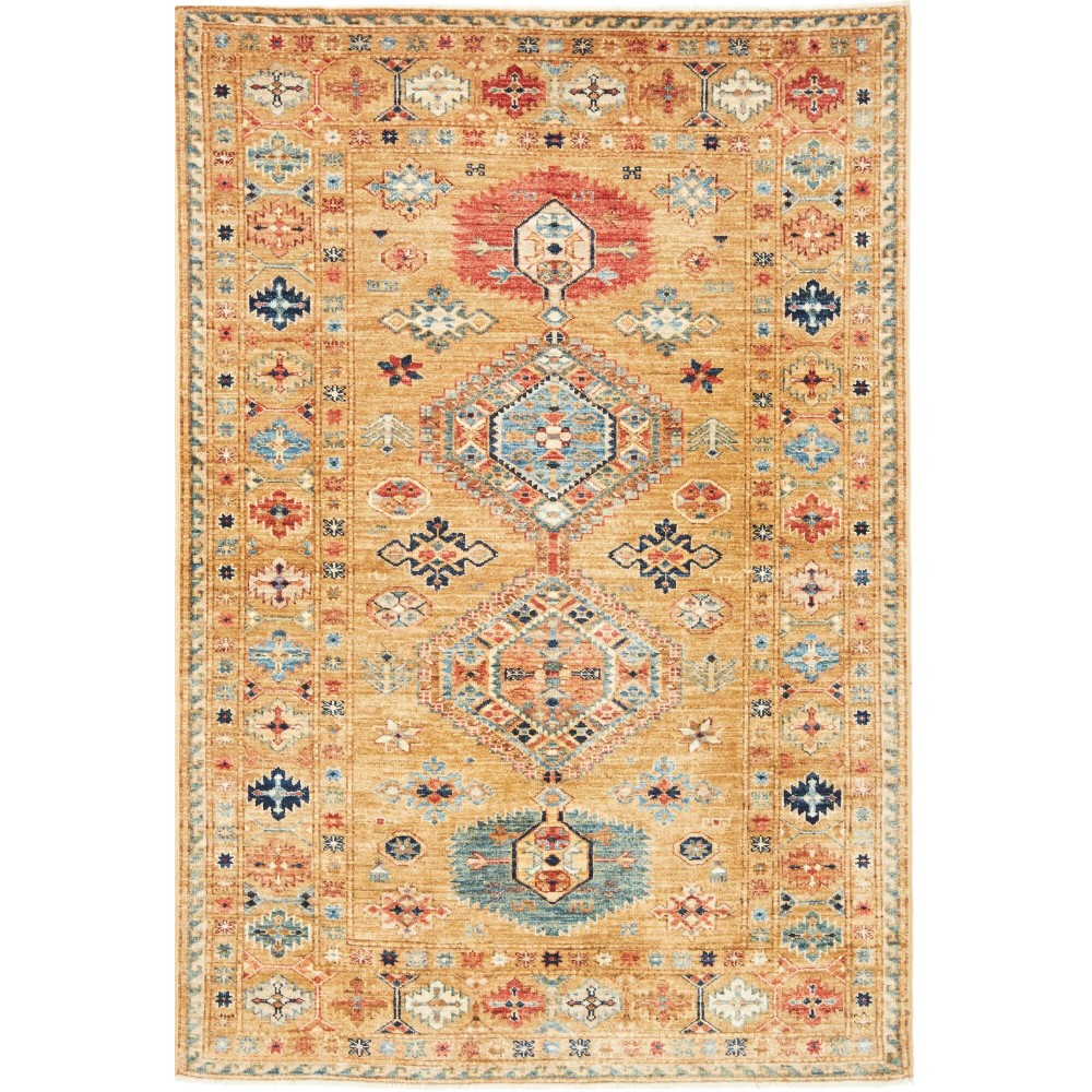 Tappeto Kazak Fine Pakistan marrone bianco 124x185