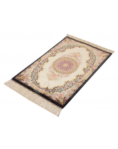 Tappeto Ghom seta Persia beige arancione 60x87