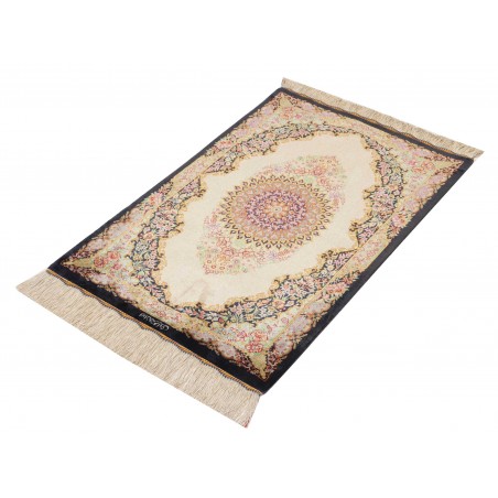 Tappeto Ghom seta Persia beige arancione 60x87