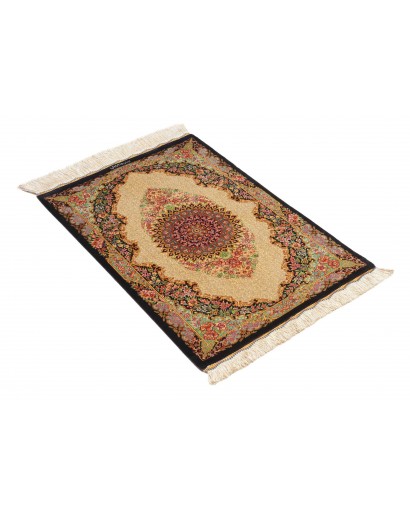 Tappeto Ghom seta Persia beige arancione 60x87