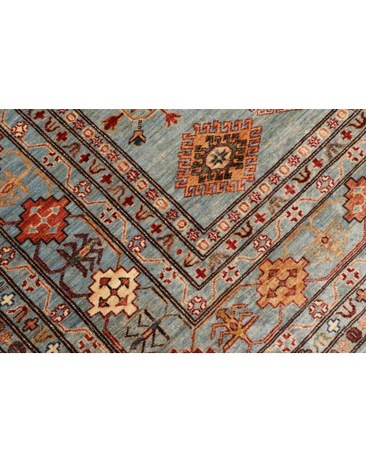 Tappeto Kazak Fine Pakistan azzurro blu 246x300