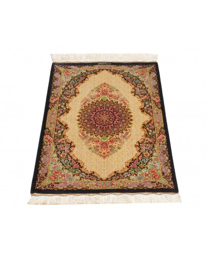 Tappeto Ghom seta Persia beige arancione 60x87