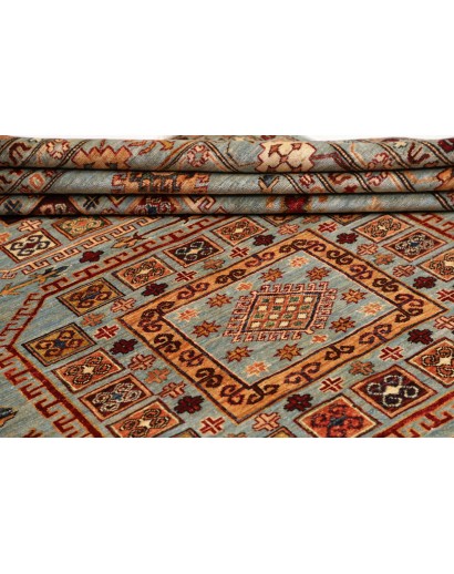 Tappeto Kazak Fine Pakistan azzurro blu 246x300