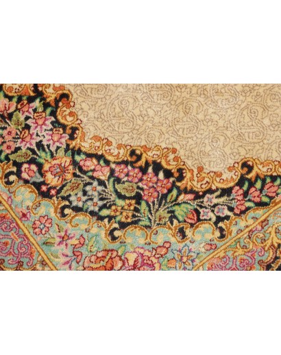 Tappeto Ghom seta Persia beige arancione 60x87