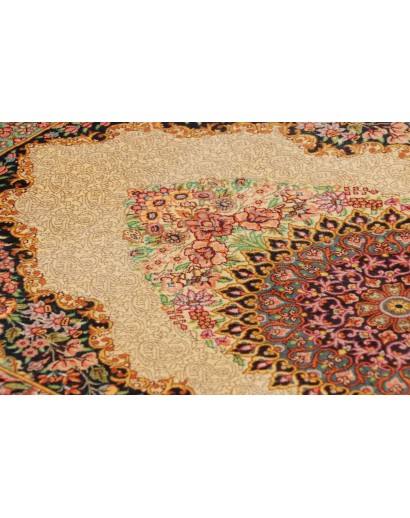 Tappeto Ghom seta Persia beige arancione 60x87