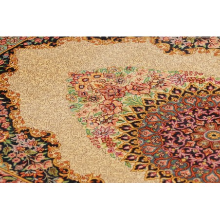 Tappeto Ghom seta Persia beige arancione 60x87