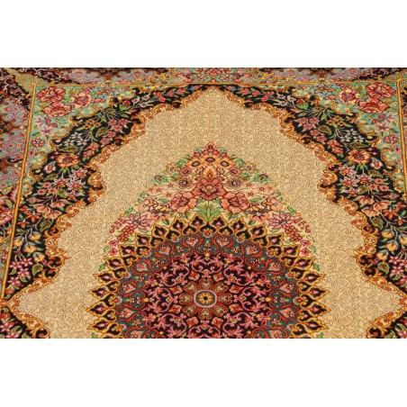 Tappeto Ghom seta Persia beige arancione 60x87