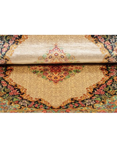 Tappeto Ghom seta Persia beige arancione 60x87