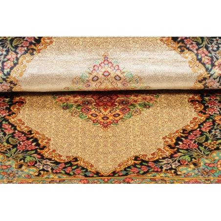 Tappeto Ghom seta Persia beige arancione 60x87